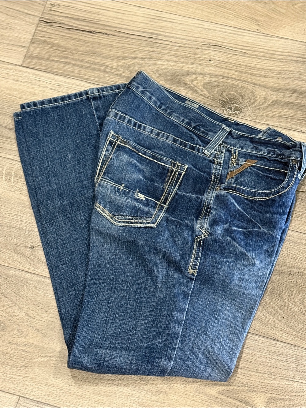 Ariat M4 Men’s Jeans 34x34 Low Rise Straight Leg Western Blue Denim